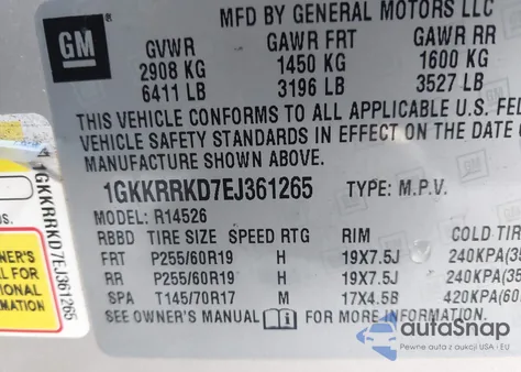 2014 GMC Acadia Slt-1 из США, поврежденный, VIN 1GKKRRKD7EJ361265